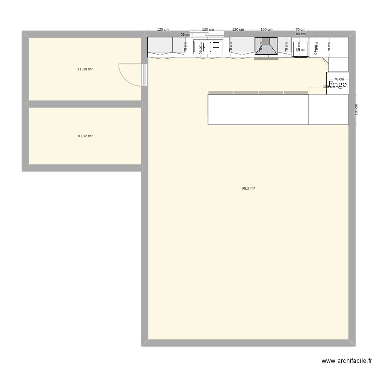 plan 1. Plan de 3 pièces et 118 m2