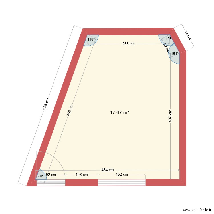 Cabinet2. Plan de 1 pièce et 18 m2