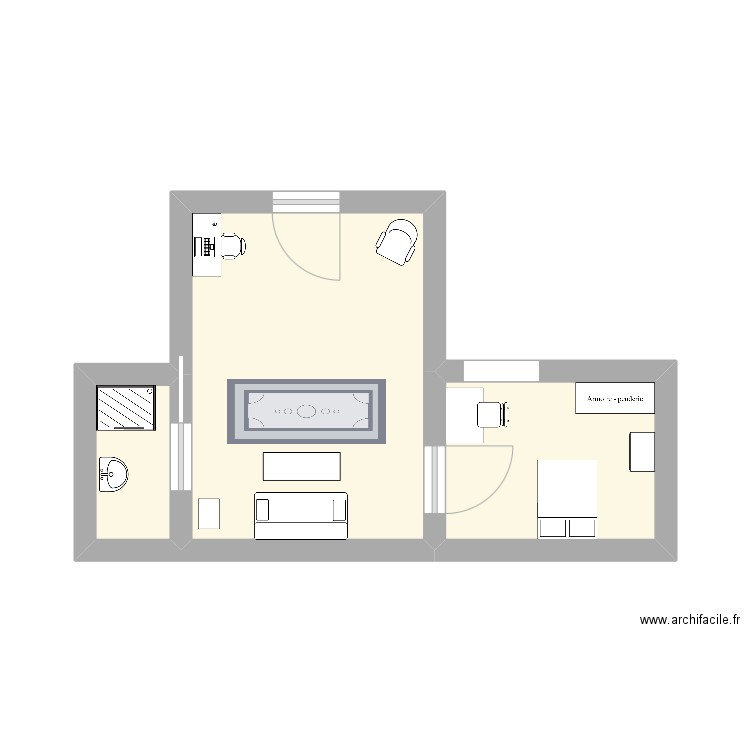 Appart Anais. Plan de 3 pièces et 17 m2