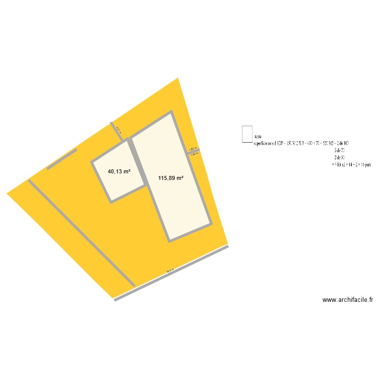 IMMEUBLE le 10 mars TER TER. Plan de 2 pièces et 156 m2