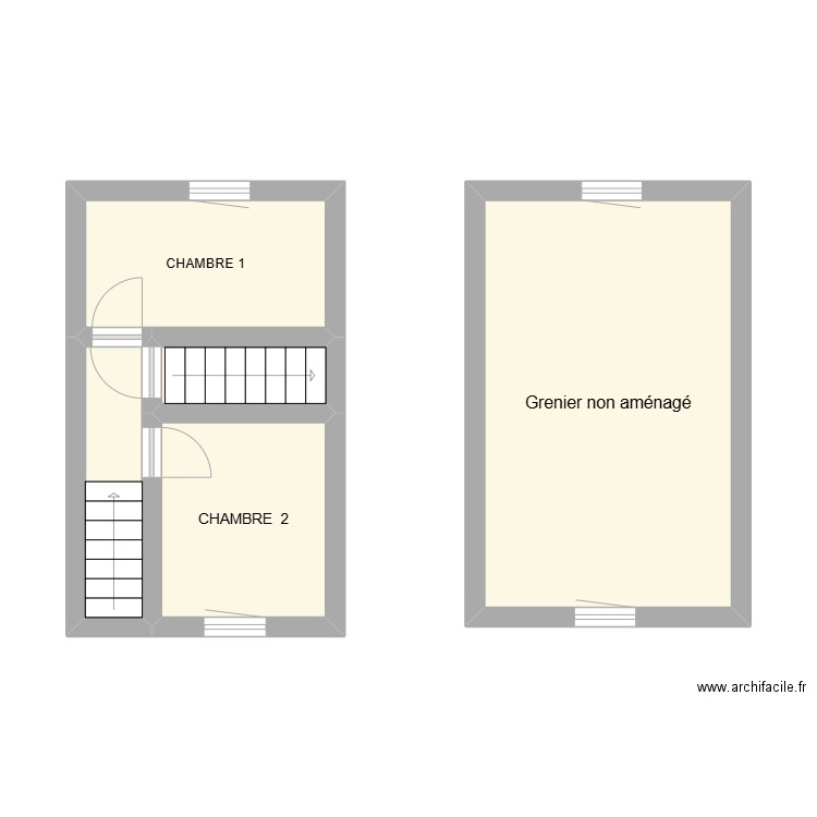 clinquet 1ER ETAGE , GRENIER , AVANT TRAVAUX. Plan de 5 pièces et 33 m2