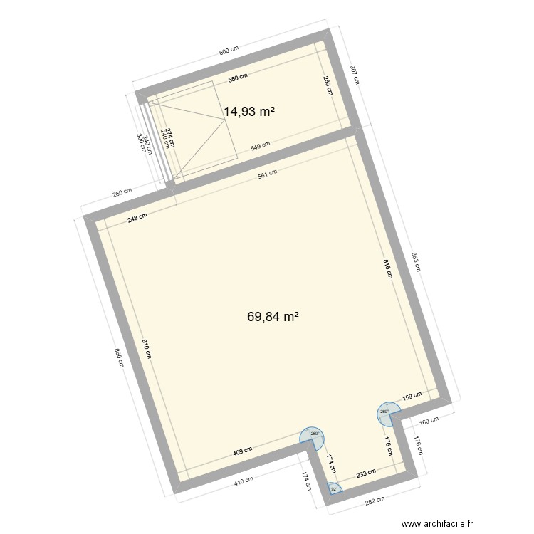 Agrandissement Maison. Plan de 2 pièces et 85 m2