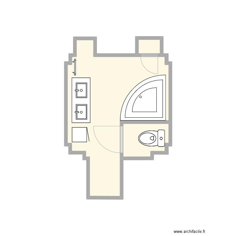 Salle de bain. Plan de 2 pièces et 8 m2