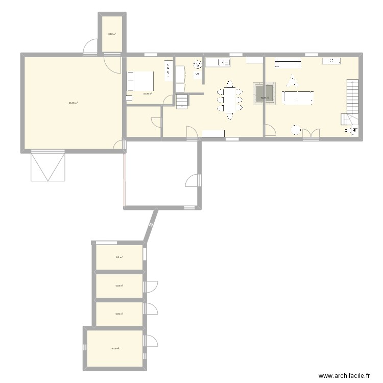 rdc lecler. Plan de 8 pièces et 171 m2