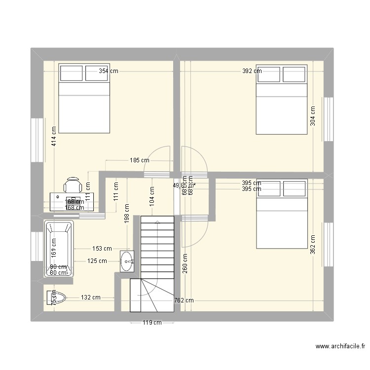 etage. Plan de 1 pièce et 50 m2