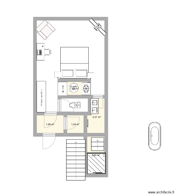 Suite terrass4. Plan de 5 pièces et 10 m2