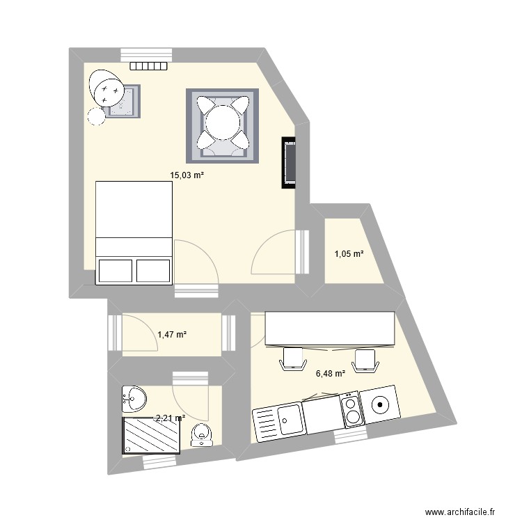 15C. Plan de 5 pièces et 26 m2