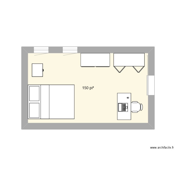 Chambre evaluation. Plan de 1 pièce et 14 m2