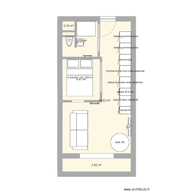 FLAINE N° 5. Plan de 5 pièces et 27 m2