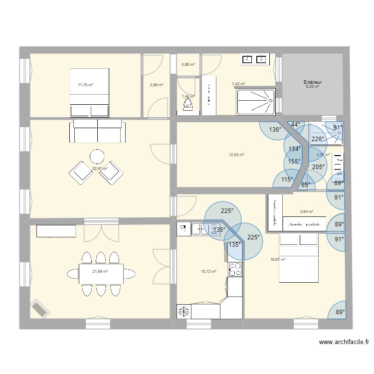 Boudet V2. Plan de 13 pièces et 126 m2