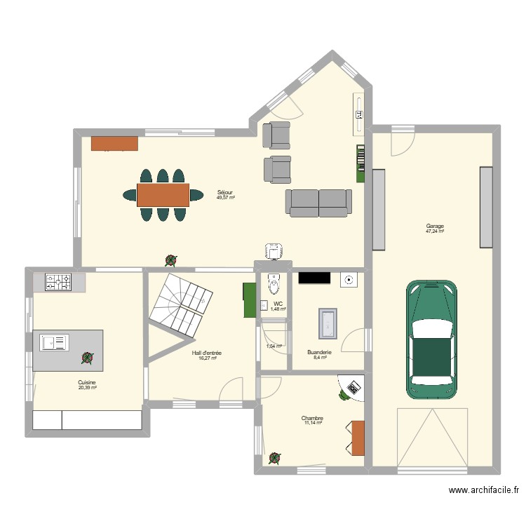 Maison Herve rez avec meubles . Plan de 9 pièces et 156 m2