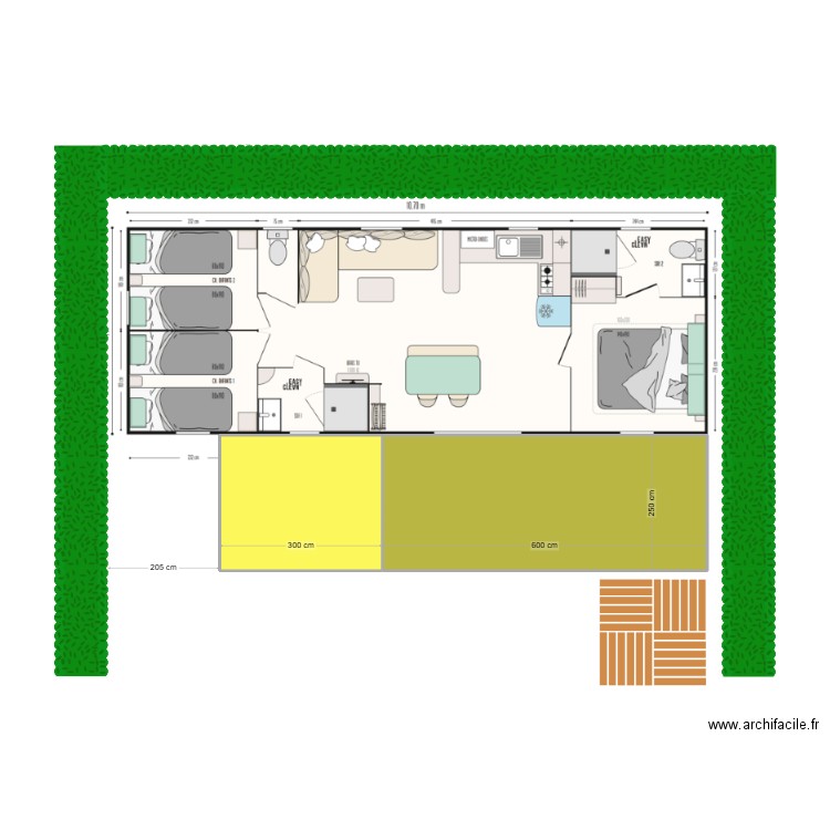 alain cathy. Plan de 2 pièces et 23 m2