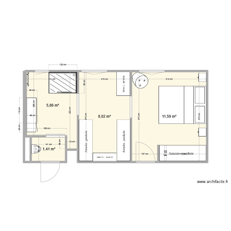 Maison 1. Plan de 4 pièces et 27 m2