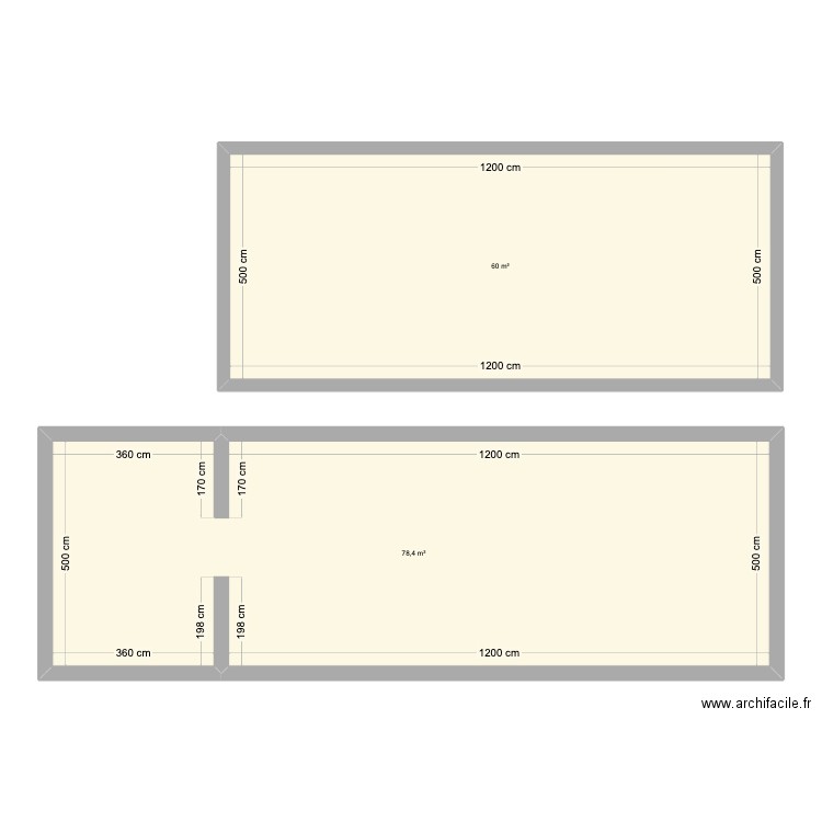 2/RDT-RDC/R+1. Plan de 2 pièces et 138 m2