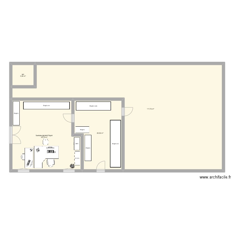 refection bar1. Plan de 4 pièces et 186 m2