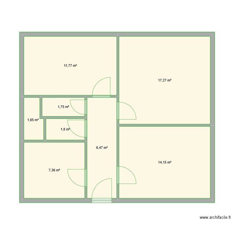 Dom Calmet. Plan de 8 pièces et 62 m2