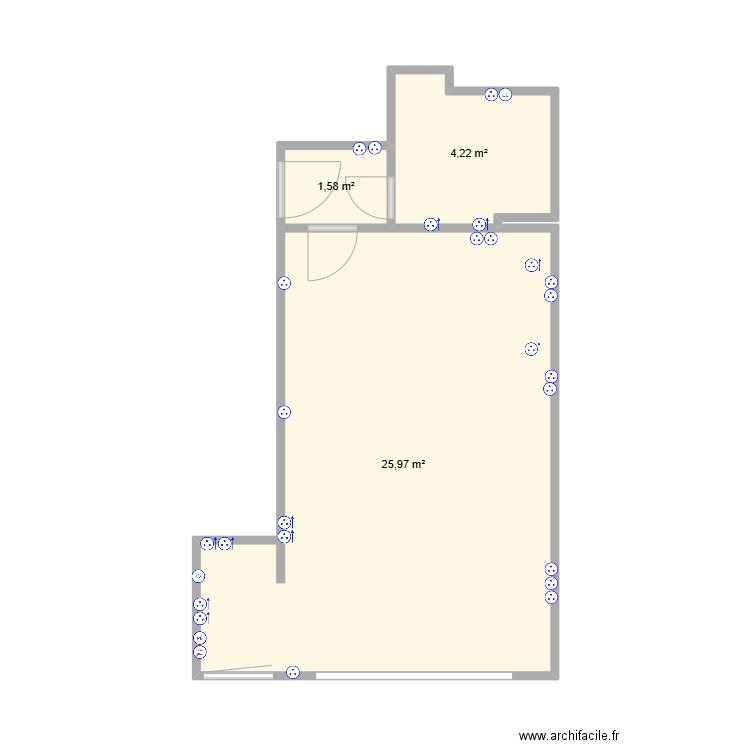 studio paris. Plan de 3 pièces et 32 m2