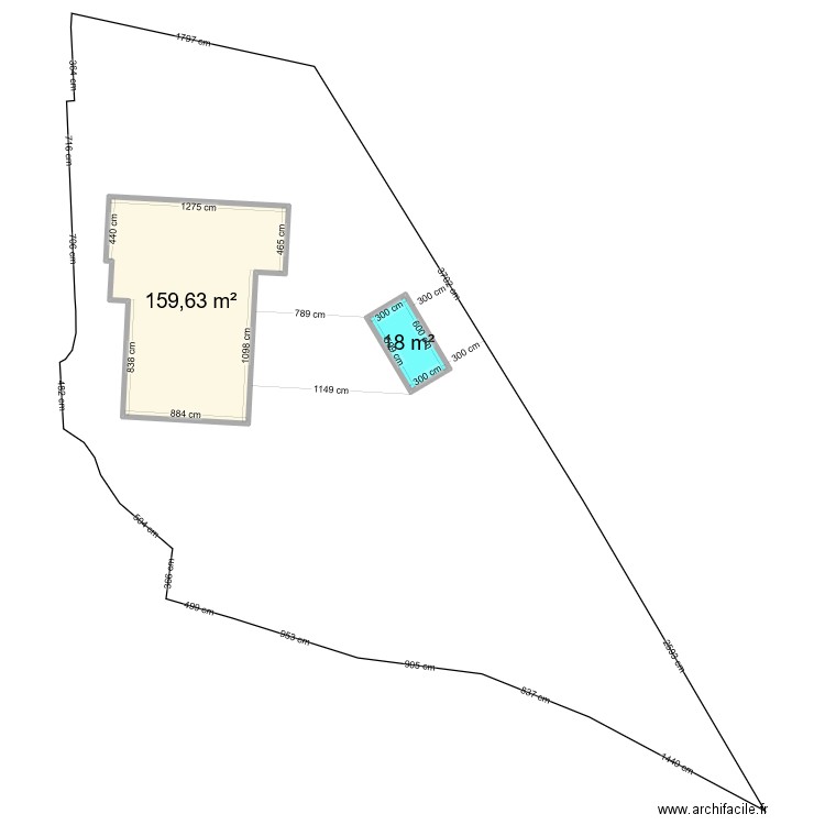 Cazilhac. Plan de 2 pièces et 178 m2