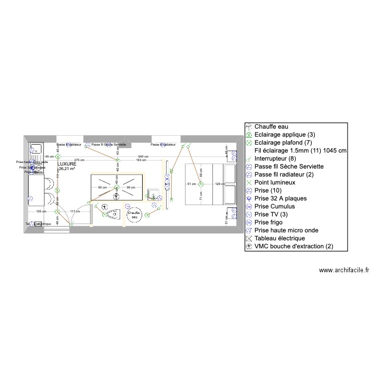  VAISE ELEC. Plan de 1 pièce et 26 m2