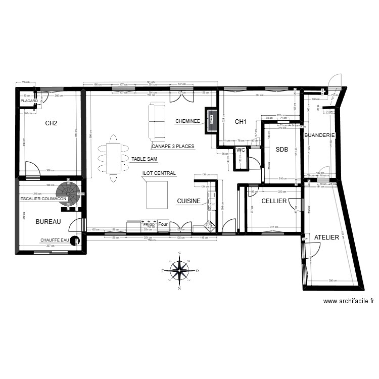 maison . Plan de 10 pièces et 86 m2