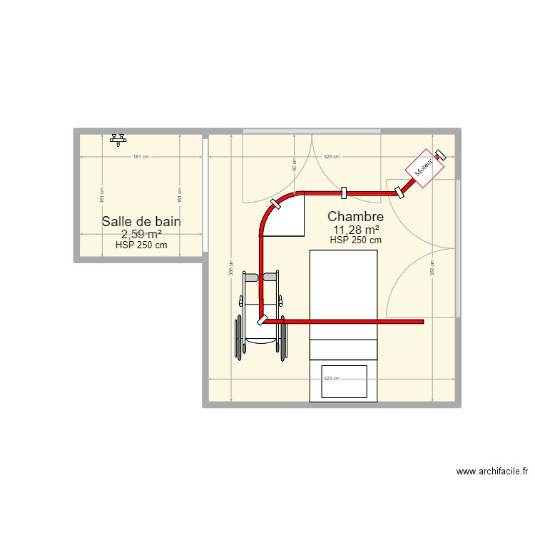 VENDRIES 33. Plan de 2 pièces et 14 m2