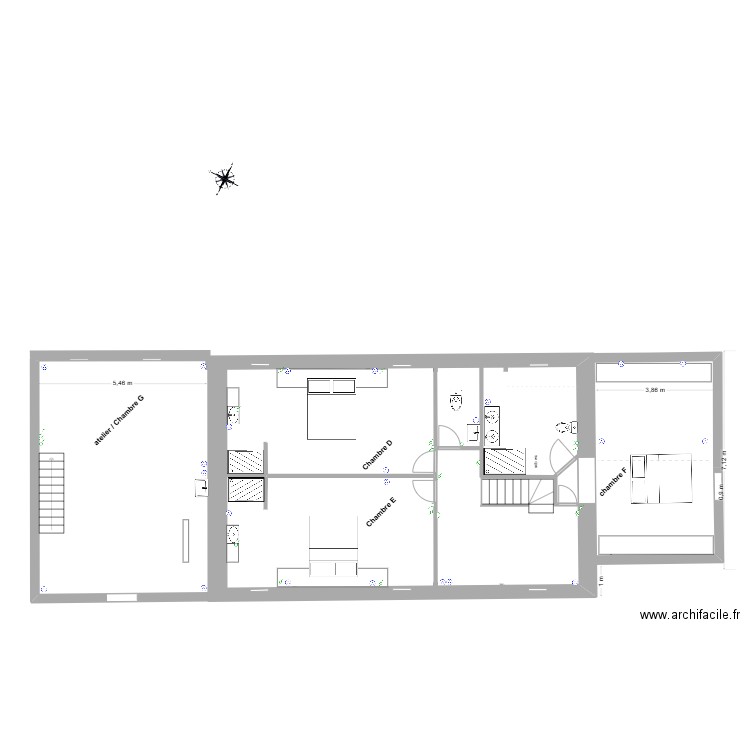 Brigneau 2 étage menuiseries. Plan de 1 pièce et 4 m2