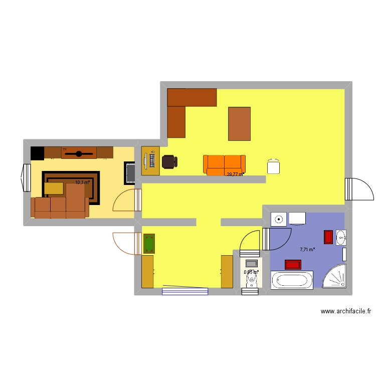 Mon appartement. Plan de 4 pièces et 59 m2