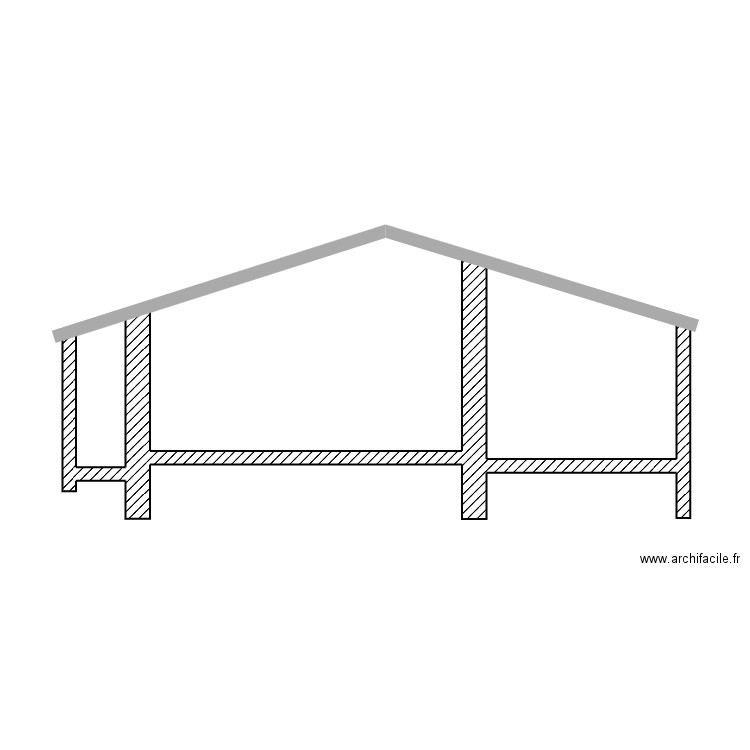 coupe maison ac toit complet. Plan de 0 pièce et 0 m2