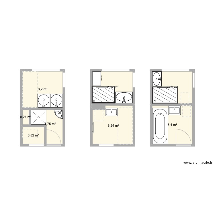 salle de bain. Plan de 8 pièces et 18 m2