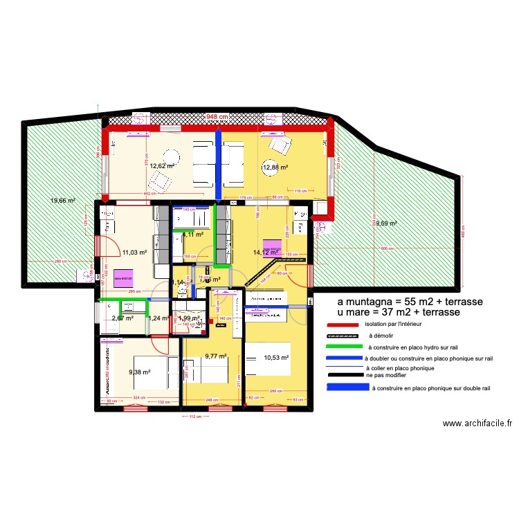 1er étage gîtes . Plan de 16 pièces et 147 m2