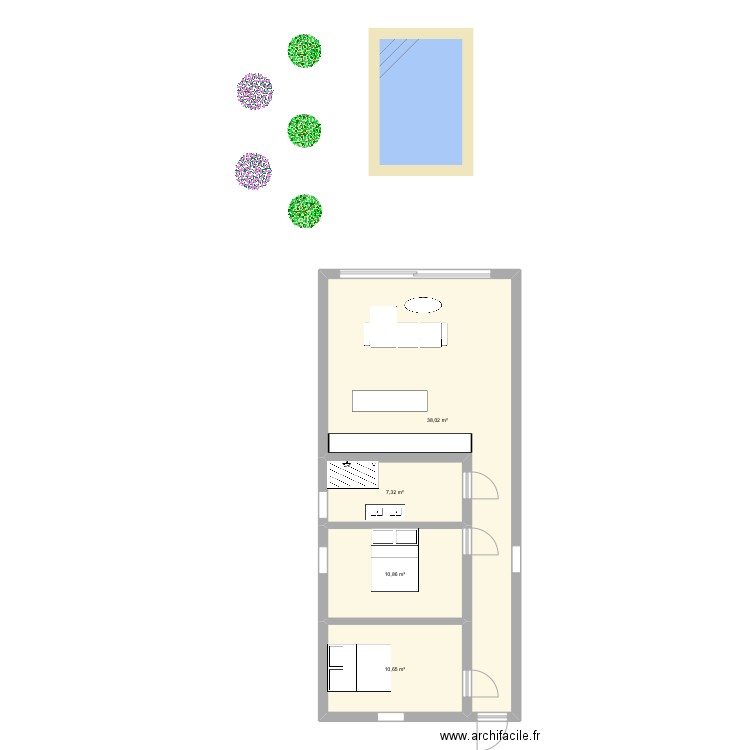 plan. Plan de 4 pièces et 67 m2