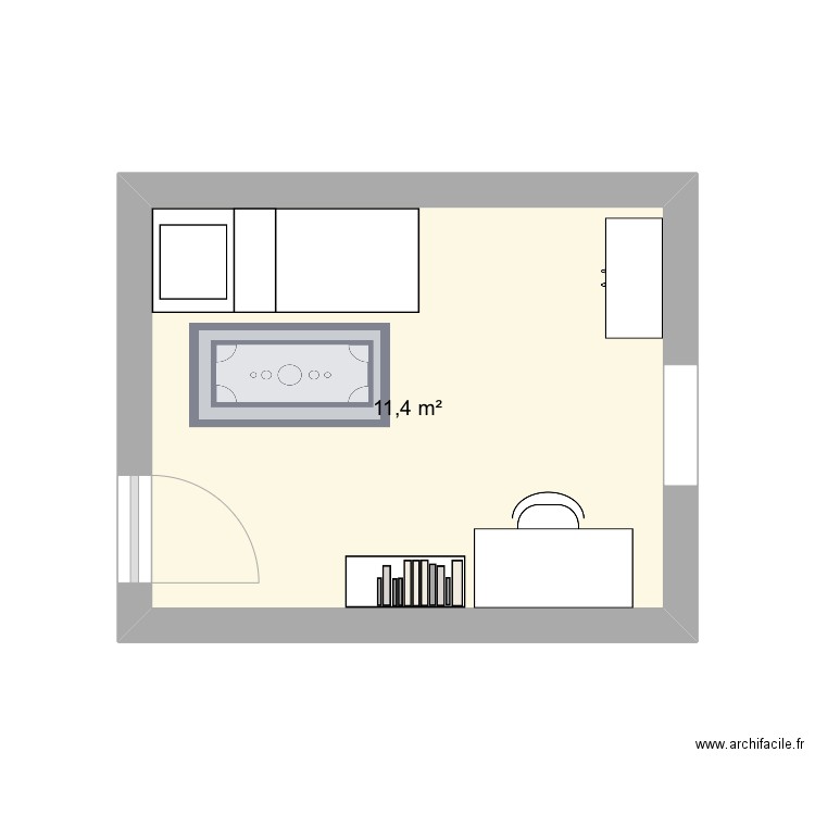 Chambre amis. Plan de 1 pièce et 11 m2