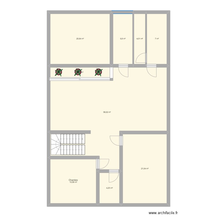 SOUS-SOL. Plan de 9 pièces et 140 m2