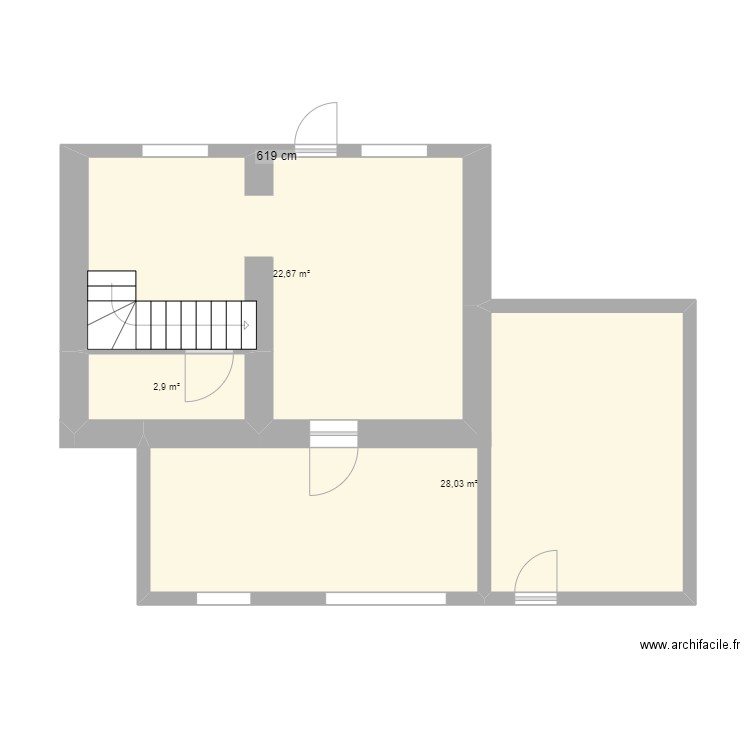 la lande patry. Plan de 3 pièces et 54 m2