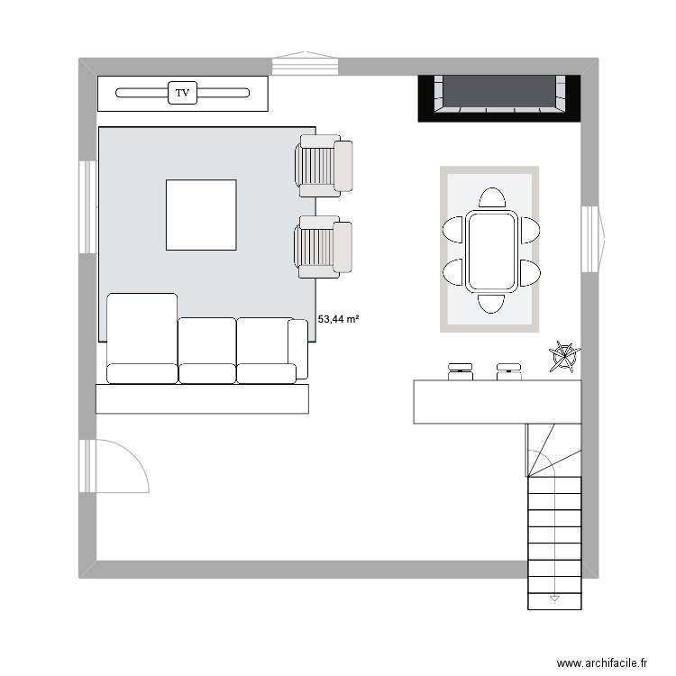 projet bidart. Plan de 1 pièce et 53 m2