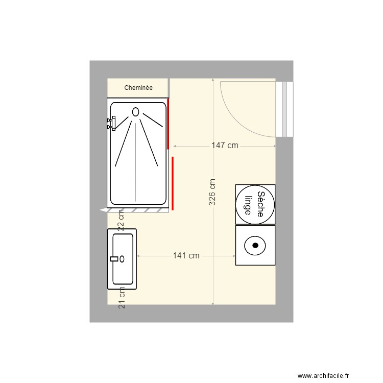 Deblock. Plan de 1 pièce et 8 m2