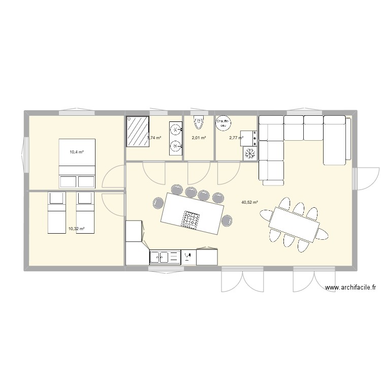 LAN. Plan de 6 pièces et 70 m2