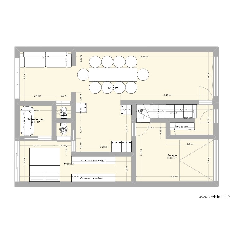 maison revue bas. Plan de 7 pièces et 78 m2