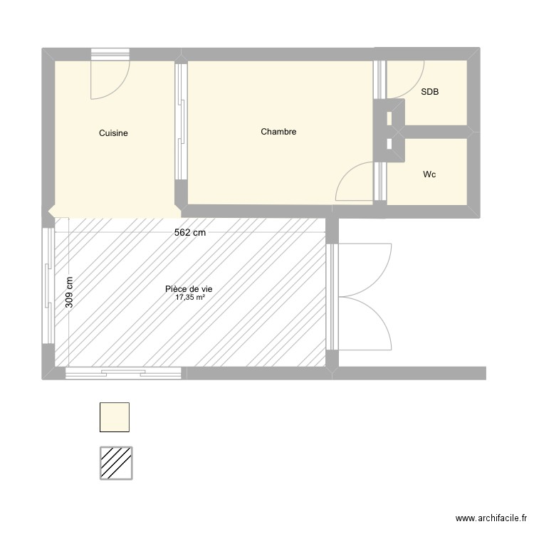 Fermeture terrasse. Plan de 8 pièces et 41 m2