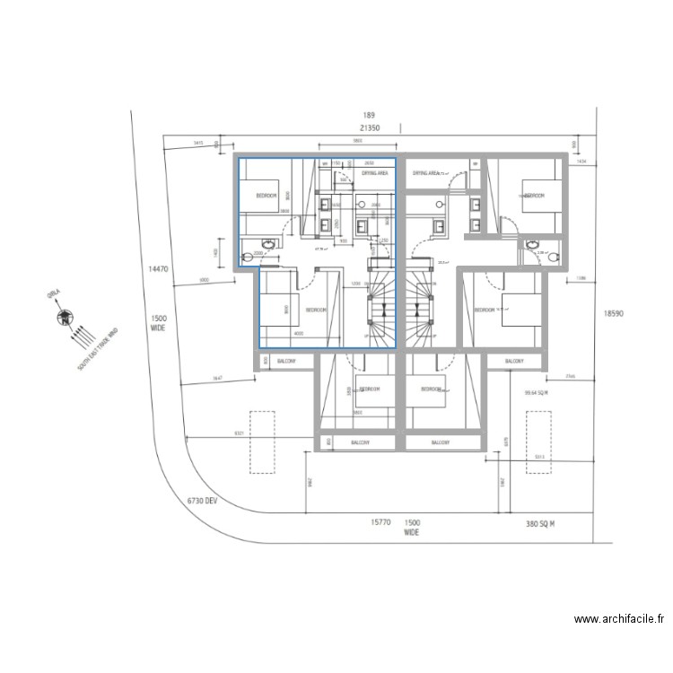 ABCD. Plan de 8 pièces et 158 m2