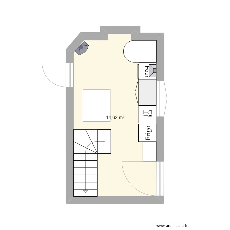 cusine. Plan de 1 pièce et 15 m2