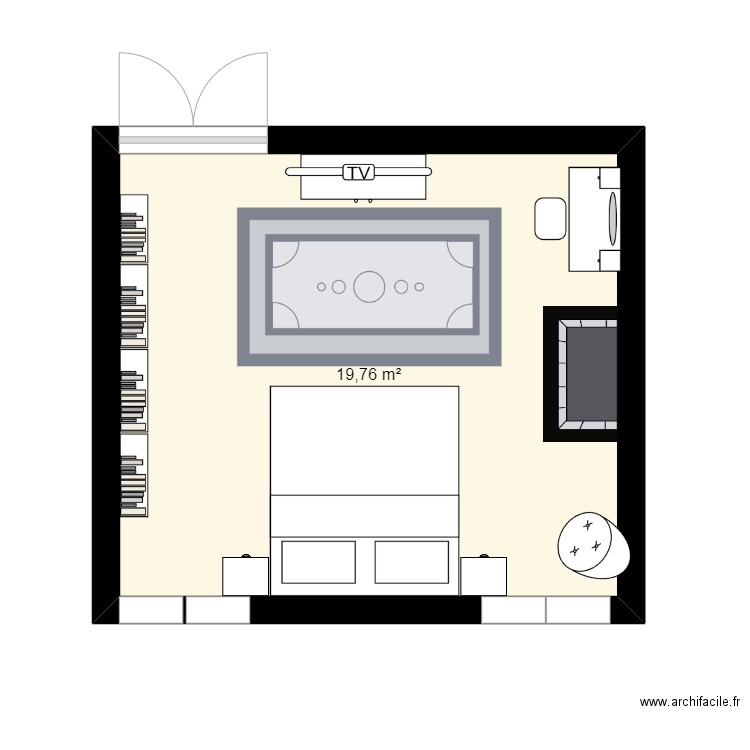 chambre noeline. Plan de 1 pièce et 20 m2