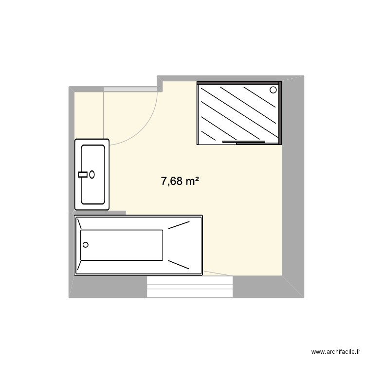 SDB Plan 3 ?. Plan de 1 pièce et 8 m2