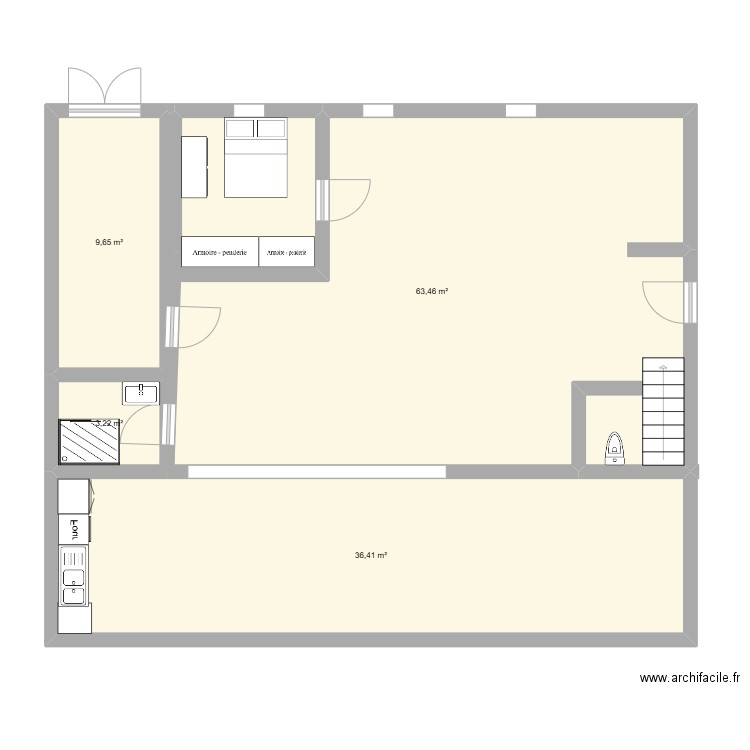 plan du bas maison st amand 2. Plan de 4 pièces et 113 m2