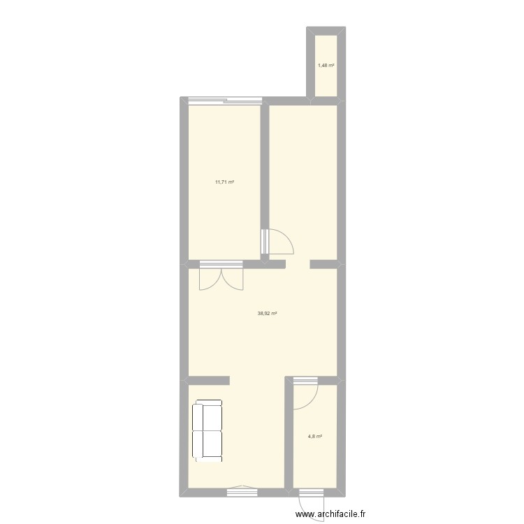 plan maison . Plan de 4 pièces et 57 m2