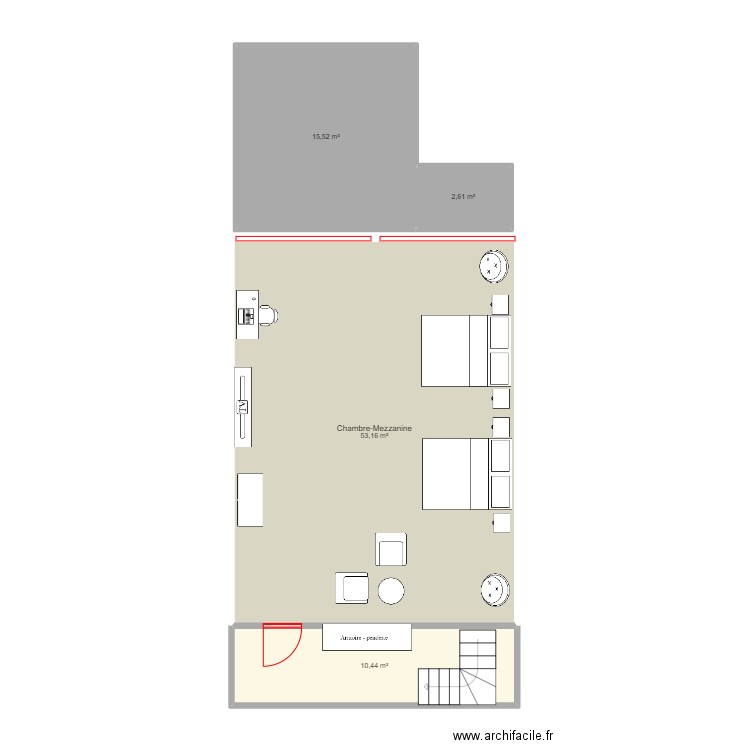 269 Saint-Paul-mezzanine. Plan de 4 pièces et 82 m2