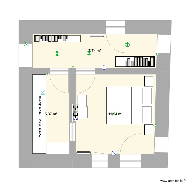 coulkoir  elec. Plan de 3 pièces et 25 m2