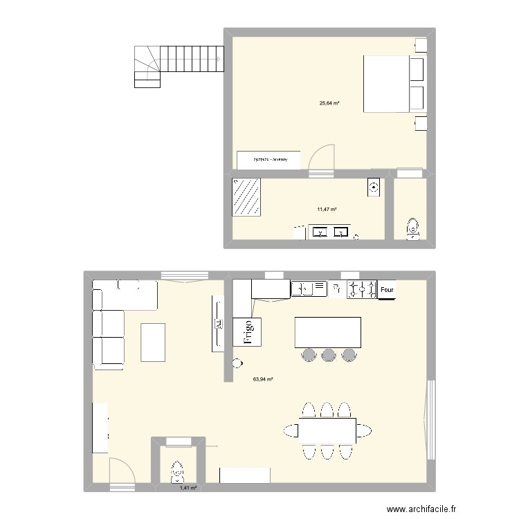 Plan 1. Plan de 4 pièces et 102 m2