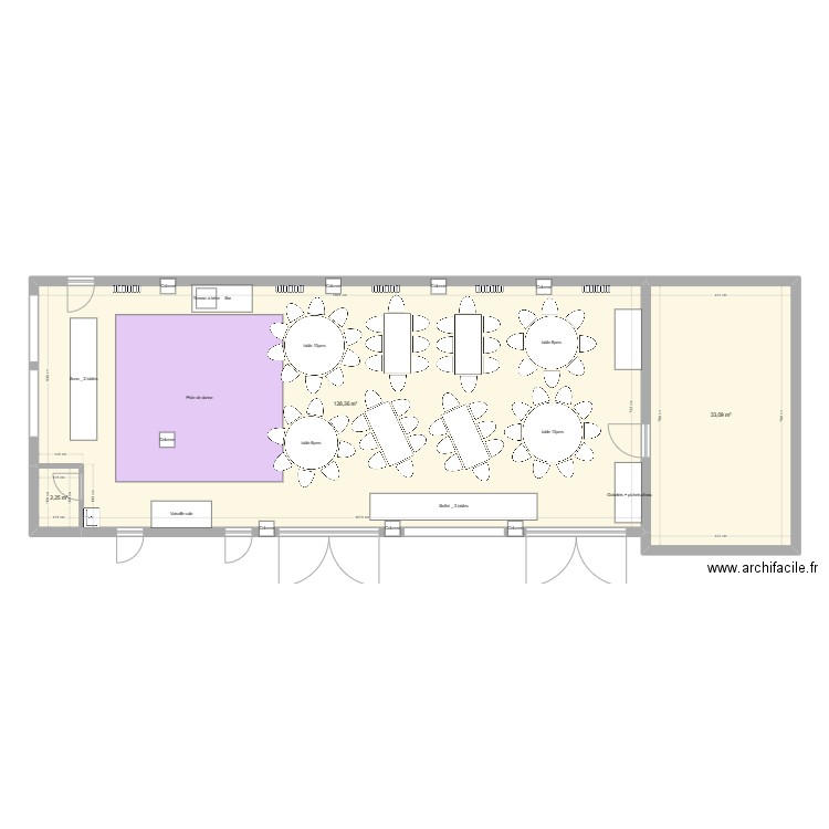 MFR. Plan de 3 pièces et 164 m2