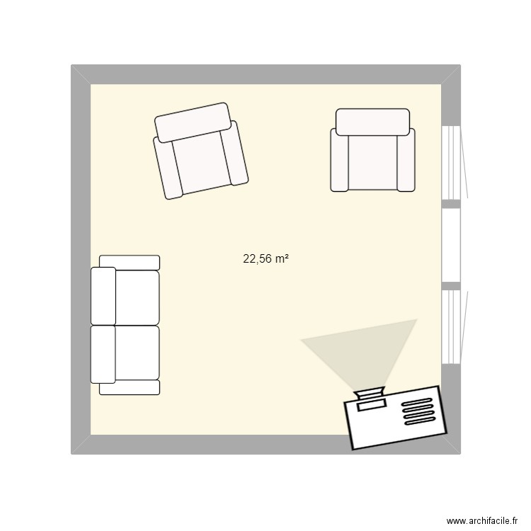Salon 1. Plan de 1 pièce et 23 m2